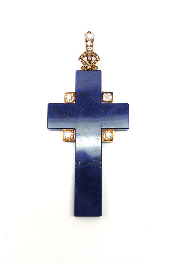 Antique lapis lazuli and diamond cross | MasterArt